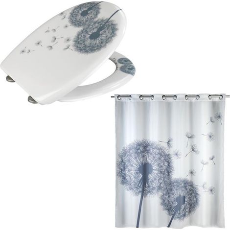 Abattant WC et rideau de douche à motifs pissenlit ASTERA
