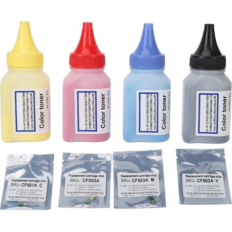 4 Cartouches de Poudre Toner de Recharge Couleur pour Imprimantes CF540A CF500A CF530A CRG055 CRG054 CRG045 (1/5)