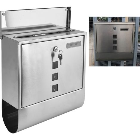 Boîte aux Lettres en Acier Inoxydable Européenne avec Serrure, Petit Format et Poche Étroite pour Installation Extérieure avec 2 Clés (1/5)