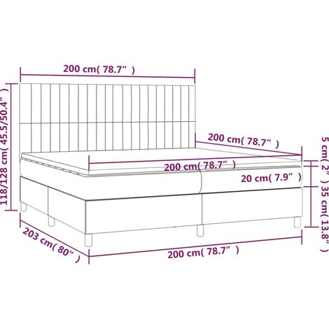 Les Tendances – Lit boxspring 200x200 avec matelas ressorts ensachés – Tête de lit réglable – Tissu 100% polyester – Support moyen-dur