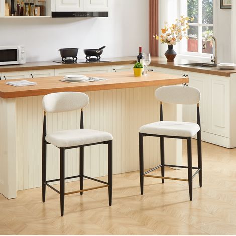 MEUBLIV Tabourets de bar 2 places 102x50x94 cm beige – dossier ergonomique, sans matelas (1/5)