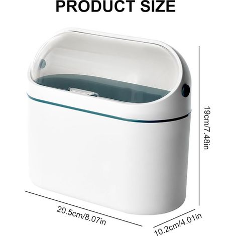 Poubelle de Table Fixé au Mur, 2L Mini Poubelle Salle de Bain, Poubelles de Bureau Poubelles Salle Bain pour Salon, Bureau, Blanc ivoire (20.5×10.2×19cm) (1/4)
