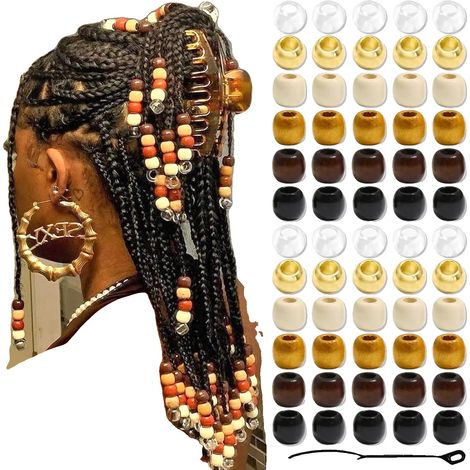 Set di 60 perline per capelli, strumento per l'applicazione incluso, 60 pezzi in 1 sacchetto. (1/2)