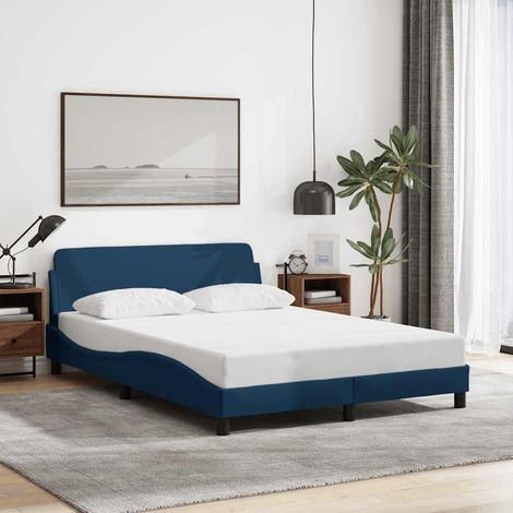 vidaXL Giroletto con Testiera Dover Blu 140x190 cm Tessuto (1/5)