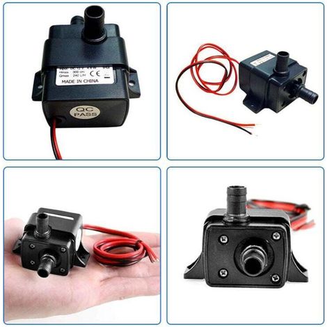 12V Pompe à Eau Silencieux Etanche Pompe Submersible de Fontaine Aquarium 240L/H Lift 300cm