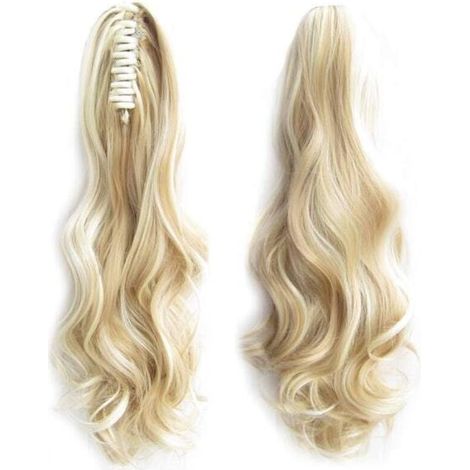F18/613 Blonde bouclée - Queue de cheval bouclée avec pince synthétique Blonde/Boucles