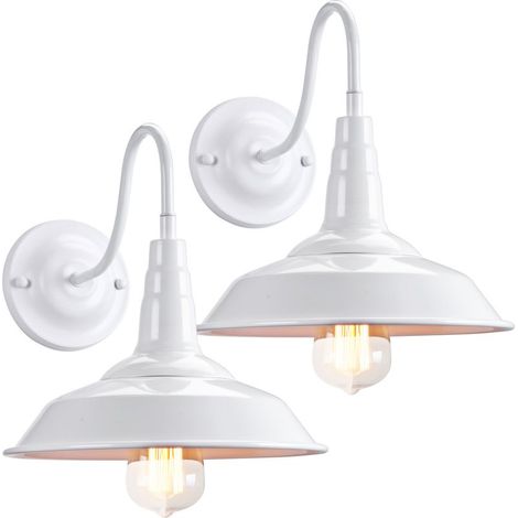 2PCS Applique Murale Rétro D'Intérieur Lampe Murale Antique Applique Murale En Fer Et Métal, Blanc Pour Café Bureau (1/5)