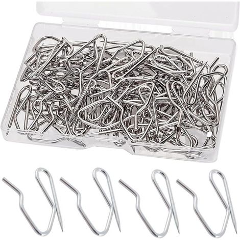 Crochets métalliques pour rideaux - 80 pièces - pour rideaux, rideaux de porte, rideaux de douche, etc. - argent (1/5)
