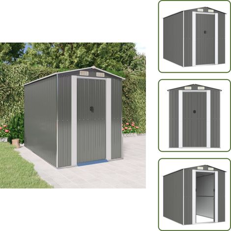Geräteschuppen Hellgrau 192x274x223 cm Verzinkter Stahl - Gartenschuppen - Gerätehaus - Werkzeuglager - Außenaufbewahrung - Gartenorganisation (1/5)