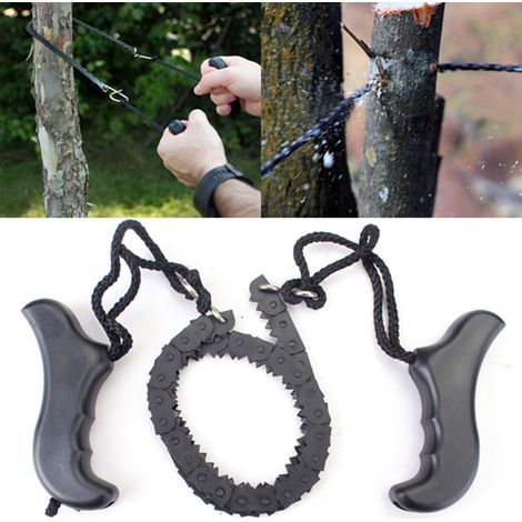 Scie à chaîne noire, scie à chaîne de poche, scie à main portable pour le camping et la survie en extérieur (1/5)