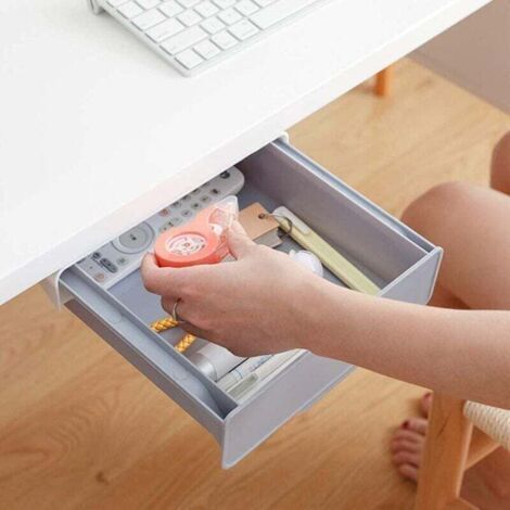 Organiseur caché sous le bureau Auto-adhésif sous le tiroir de table ou l'armoire Grande capacité Perforatrice (1/4)