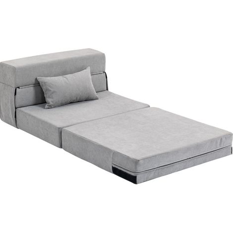 Divano da pavimento trasformabile in letto, in schiuma grigio chiaro (1/5)