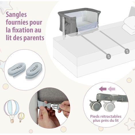 3-in-1 Portable Baby Cradle with 5-Level Adjustable Height & Breathable Mesh Light Grey (1/5)