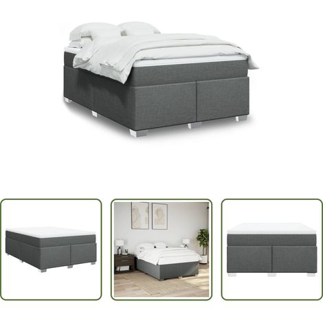 vidaXL Taschenfederkern - Boxspringbett mit Matratze Dunkelgrau 160x200 cm Stoff (1/5)