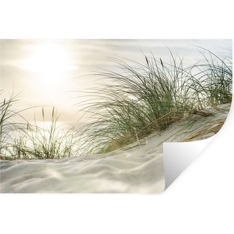Wall Sticker Dunes with marram grass under the sun of the German national park Schleswig-Holsteinisches Wattenmeer 60x40 cm