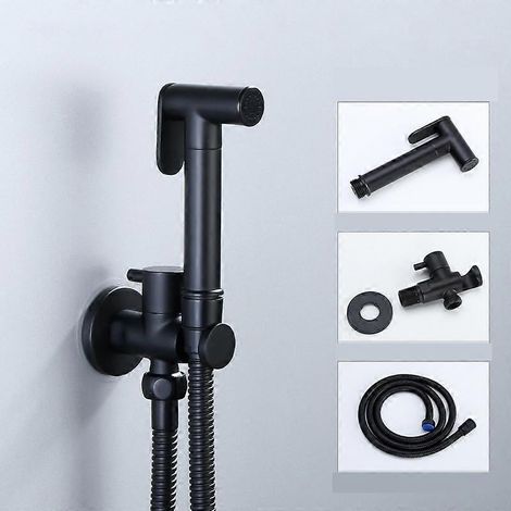 Ensemble d'accessoires pour bidet et WC à main en laiton, robinet de bidet noir, douche à jet d'eau pour salle de bain (1/5)