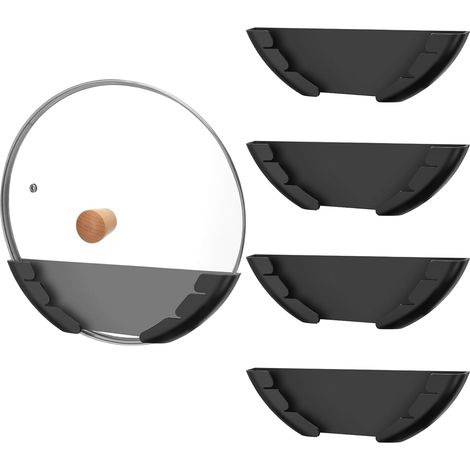 CSPARKV 4 Pack Wall Mounted Pot Lid Holders, Plastic Pot Lid Racks, Fits 15-32cm Pan Lids, for Wall or Cabinet Mounting (1/5)
