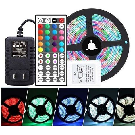 20 m wasserdichter RGB-LED-Streifen mit 44-Tasten-Fernbedienung – Dekorative Beleuchtung für den Innen- und Außenbereich – 12 V, 24 W (1/5)