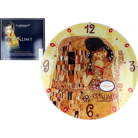 Horloge murale décorative, tableau de Gustav Klimt représentant le baiser de Carmani (1/4)