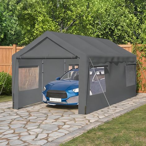 Carport 3 x 6 m avec parois amovibles et fenêtres enroulables (1/5)