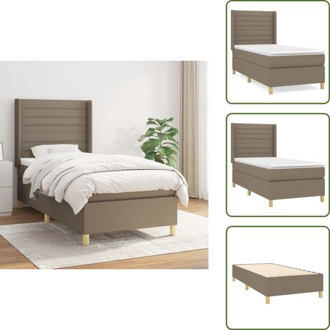 Colchón ensacado - vidaXL Cama box spring con colchón tela gris taupe 90x200 cm - Cama de muelles