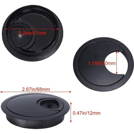 Kabeldurchführungen, rund, 60 mm, Zinklegierung, schwarz, für Büro und Zuhause (1/5)