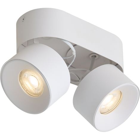 QAZQA Modern Surface Spotlight White GU10 50mm 2-Light Tiltable - (1/5)
