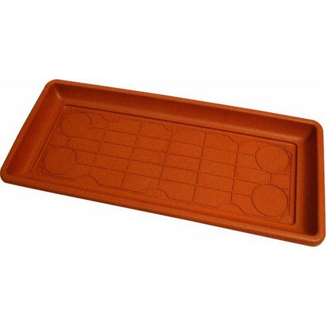 Sottovaso rettangolare MAXI in polipropilene - 92x36x5,7H cm - Colore terracotta
