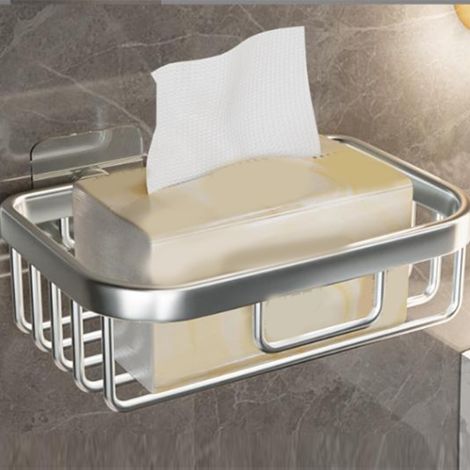 Boîte de rangement pour papier toilette murale sans perçage, étanche, couleur argent. (1/5)