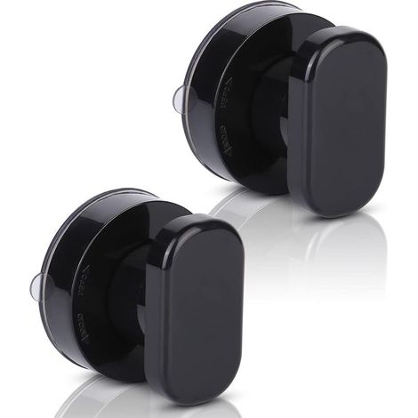 Lot de 2 Poignée de Porte à Ventouse, Poignée Ventouse Baie Vitrée Poignées avec Forte Ventouse, Poignee de Porte Ventouse, Noir (1/5)