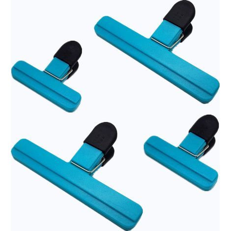 2 x grands 2 x petits clips bleus pour sacs d'épicerie, crochets à vêtements Clips de fermeture en plastique Clips de fermeture colorés pour sacs à café et sacs d'épicerie (1/5)