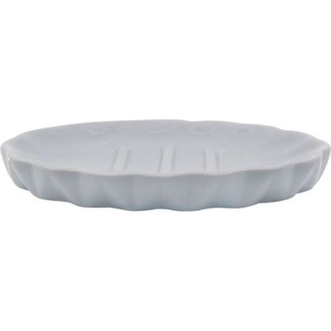 Cleafe - Piatto Piattino Porta Sapone Saponetta Accessori Arredo Bagno Grigio Decorata 79952 - (1/2)