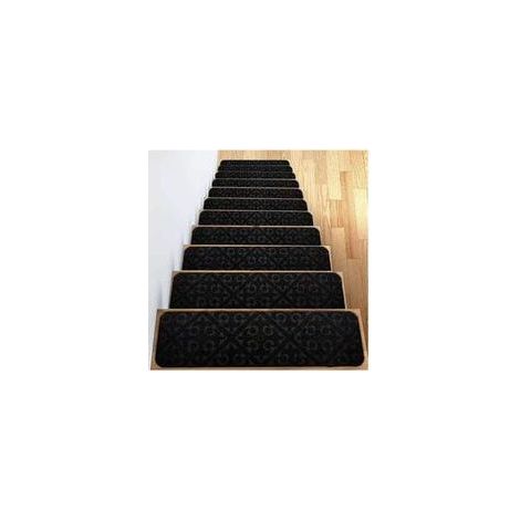 Lot de 5 marches d'escalier en caoutchouc antidérapantes noires pour l'intérieur et l'extérieur (1/5)