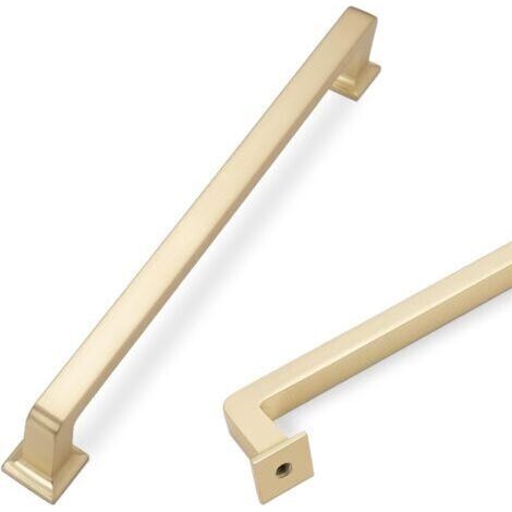 Lot de 6 poignées de placard de cuisine en laiton brossé de 192 mm (7,5 pouces), poignées de placard dorées, quincaillerie pour placards de cuisine, poignées de tiroir (1/5)