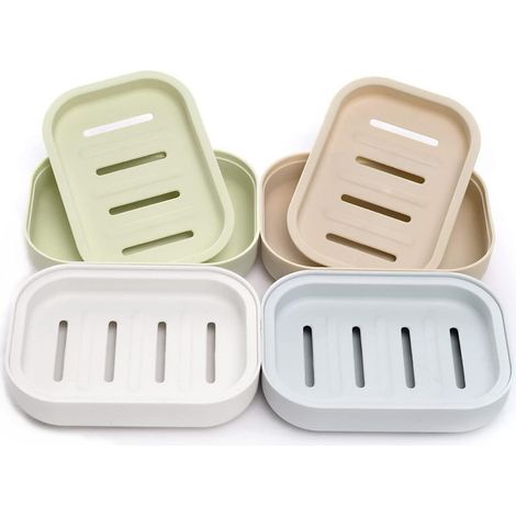 Set di 4 portasapone in plastica, scatole portasapone a doppio strato, adatti per docce, bagni o cucine. (1/5)