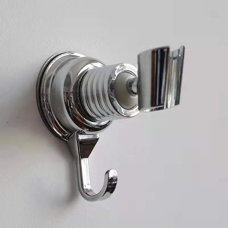 Support de douche de rechange chromé argenté SZTXJ, support de pommeau de douche chromé réglable à 360°, support mural amovible, ventouse réglable, support mural chromé (1/5)