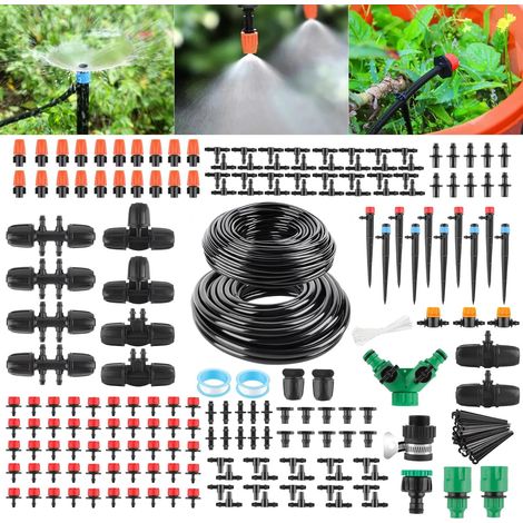 315pcs Irrigation Kit 60m + 15m Tuyau d'irrigation Système d'arrosage Automatique Kit Bricolage Système d'arrosage Automatique Avec Buse Réglable Pulvérisateur d'eau et Goutte à Goutte (1/5)