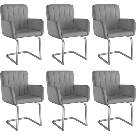Lot de 6 chaises de salle à manger en cuir synthétique gris avec pieds en métal en zigzag (1/5)