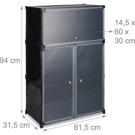 Armoire à chaussures en plastique étagère 6 casiers système 24 paires noir (1/3)