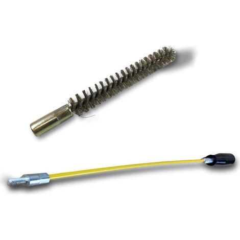 Ecouvillon ACIER Condenseur  Lot de 10 avec 1 tringle flexible 48 cm  Ø 12 mm  Raccord laiton taraudé M6 femelle  Torsade acier galvanisé  Brosse nettoyage  Kibros 4TCA12Tx10 (1/5)