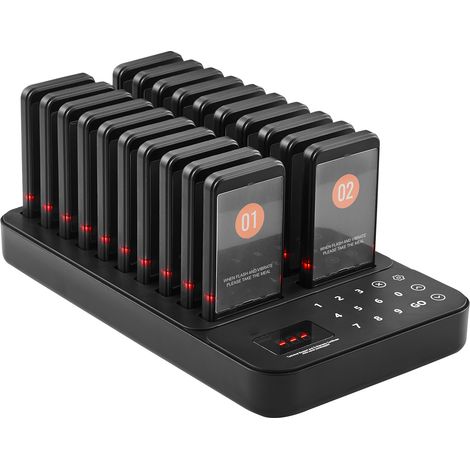Mophorn Restaurant-Pagersystem,kabelloses Warteschlangensignal mit 400 m Reichweite. Piepser zum Rufen von Gästen mit Vibration und Blinken,20Summer für Imbisswagen, Kirche, Kindergarten, Krankenhaus