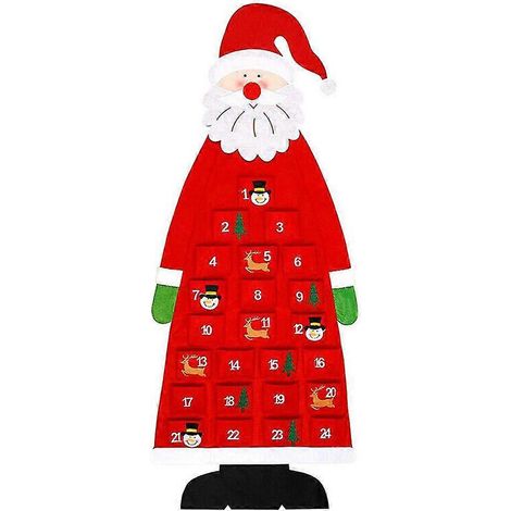 Großer Adventskalender aus Filz mit Taschen, Weihnachtsmann-Motiv, Weihnachtsdekoration für Zuhause (1/5)