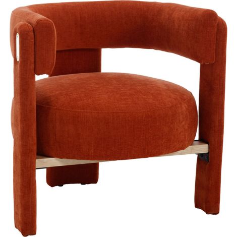 Wahson Sillón de Chenilla Sillón Tapizado Ocasional para Maquillaje Sillón de Tocador para Dormitorio y Salón, Naranja