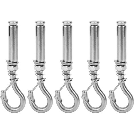 Lot de 5 vis à expansion à crochet, à coupelle ouverte, en acier inoxydable 304, M8, pour fournitures industrielles. (1/5)