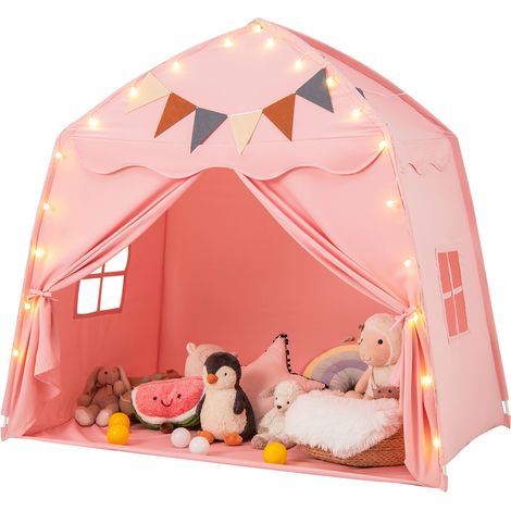 COSTWAY Kids Play Tent Indoor & Outdoor Extra Large Playhouse Tent-Pink (1/5)