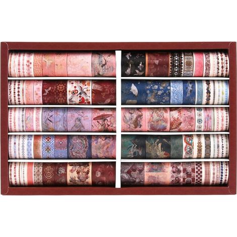Lot de 100 rouleaux de ruban adhésif Washi à motifs variés