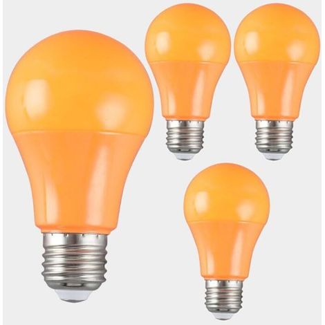 Lot de 4 Ampoule LED 9 W A19, équivalent 60W, pour éclairage de porche, décoration de fête, bars et éclairage domestique, culot E27, non dimmable, orange (1/4)
