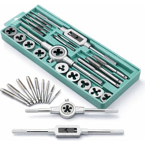 Maschi e Filiera 20 Pezzi per Filettatura Metrica in Acciaio Inox Kit Professionale
