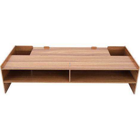 Support pour écran, bureau d'ordinateur, étagère pour ordinateur portable, support de fixation de bureau, support de rangement (bois de cerisier) (1/5)