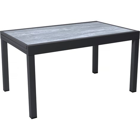 Habitat Et Jardin – Table de jardin extensible en aluminium gris – Dimensions 140/280 x 90 x 76 cm – 6 à 10 places – Traitement anti-UV et anti-rouille